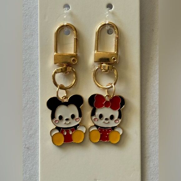 BAG CHARM Gold Tone Baby Mickey and Minnie Bag Charm Keychain - Picture 1 of 3